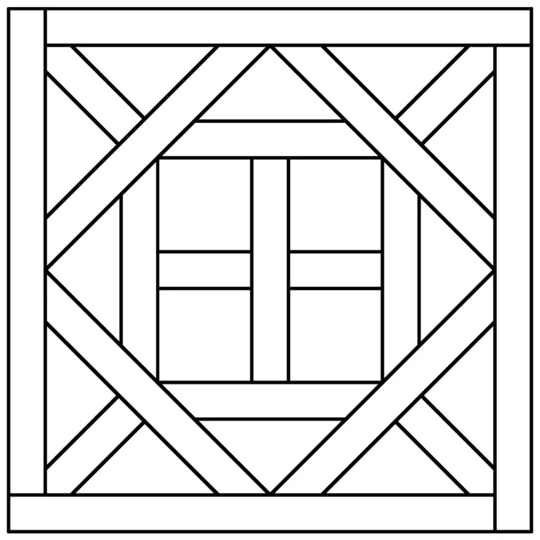 Dibujo de un panel de parquet Aremberg: marco, rombo de bandas diagonales y cuadrado central partido en cruz