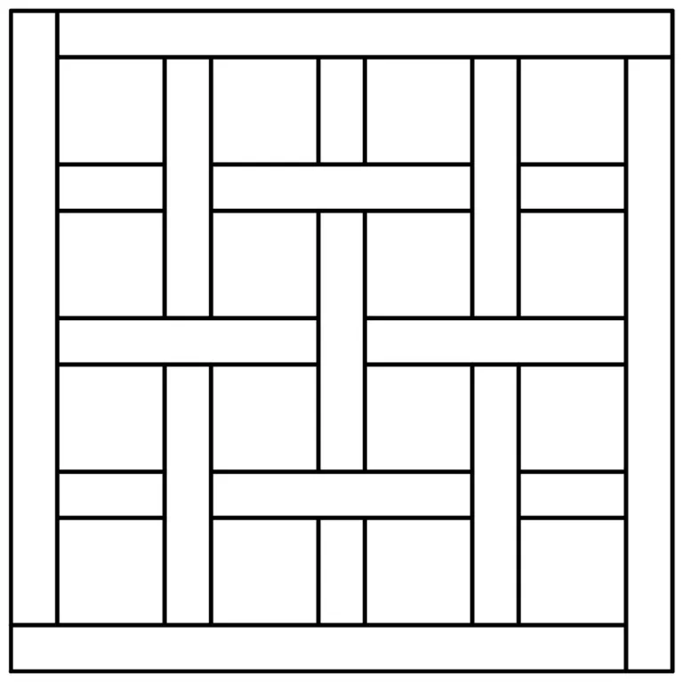 Dibujo de un panel de parquet Chantilly: marco y bandas rectas entrecruzadas